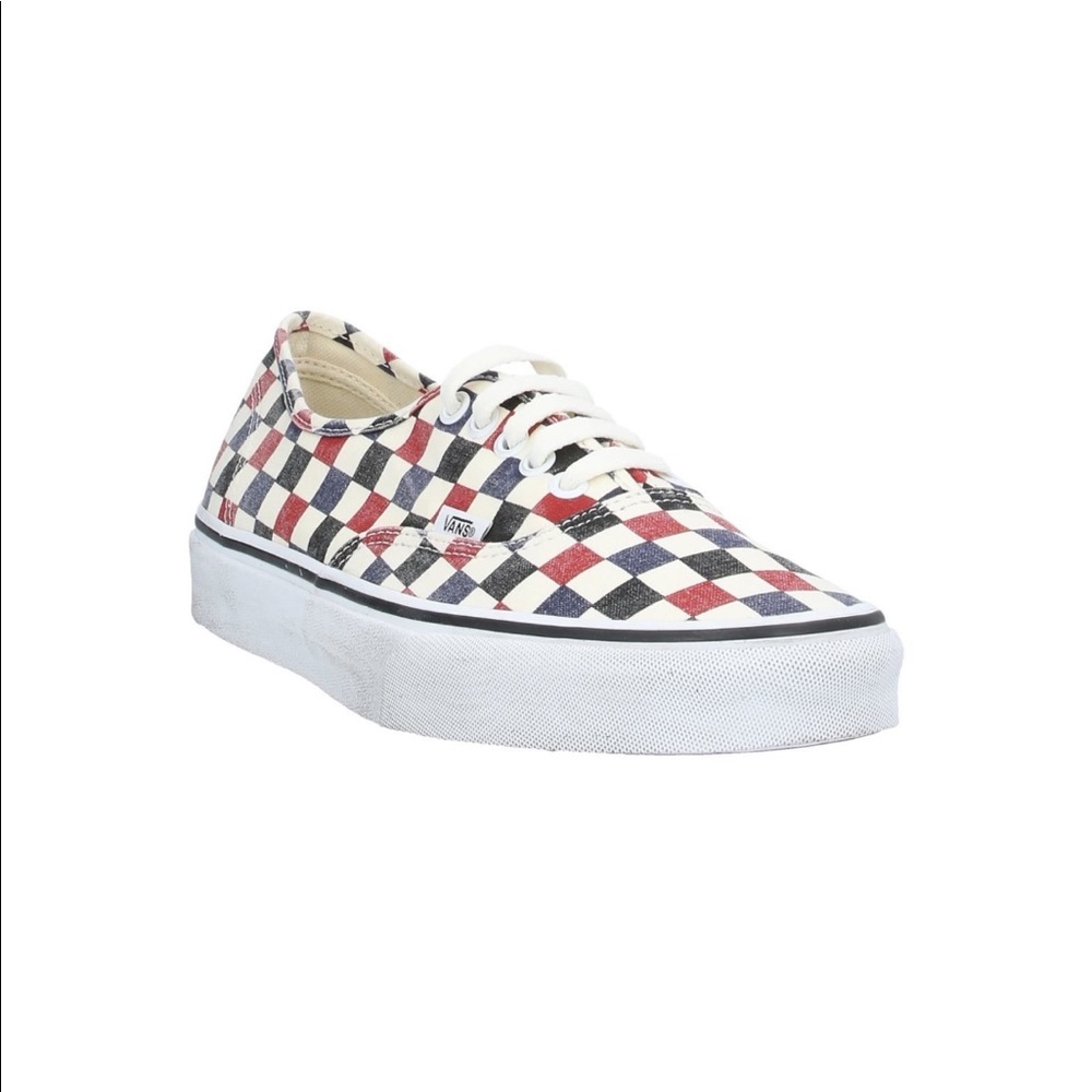VANS Checkered Blue Red White Low Top Sneaker - Picture 2 of 7